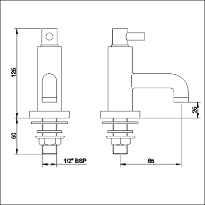 Technical image of Ultra Horizon Basin taps (pair)