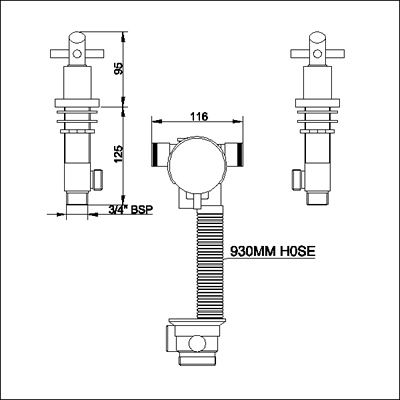 Technical image of Ultra Helix X Head Freeflow Bath Filler