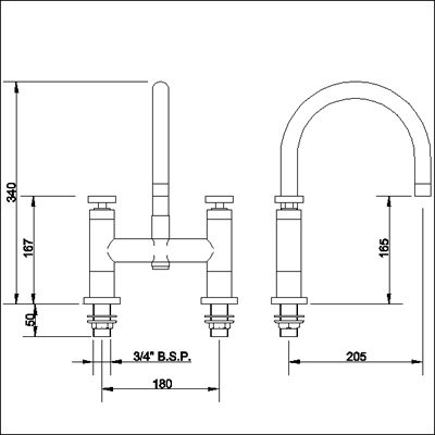 Technical image of Ultra Milo Bath filler with swivel spout.