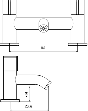 Technical image of Ultra Ecco Bath Filler Tap (Chrome).