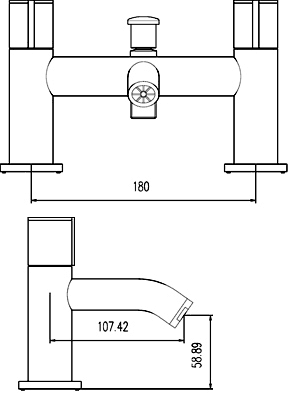 Technical image of Ultra Ecco Bath Shower Mixer Tap With Shower Kit (Chrome).