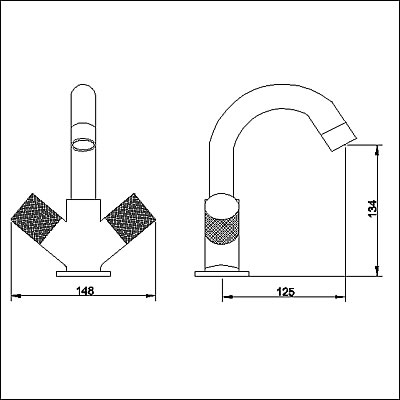 Technical image of Ultra Laser Mono basin mixer with swivel spout and free pop up waste.