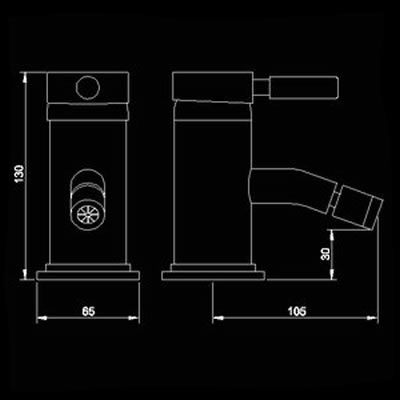 Technical image of Tec Single Lever Mono bidet mixer + free pop up waste.