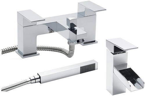 Larger image of Ultra Prospa Waterfall Basin & Bath Filler Tap Set (Chrome).