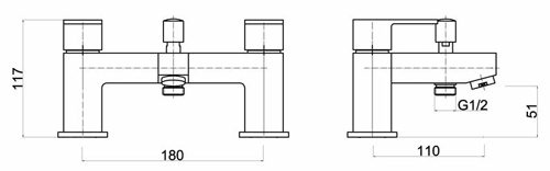 Technical image of Ultra Prospa Waterfall Basin & Bath Filler Tap Set (Chrome).