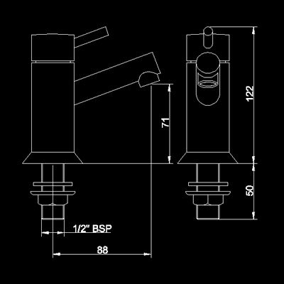 Technical image of Hudson Reed Jule Basin taps (pair)