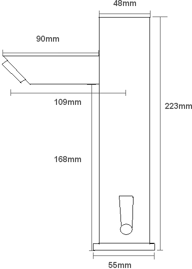 Technical image of Hudson Reed Jule Auto Basin Tap With Electronic Sensor. (Battery Powered).