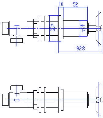 Technical image of Hudson Reed P-zazz Cross Head Freeflow 3/4" Bath Filler & Pop Up Waste.