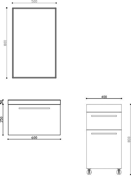 Technical image of Ultra Glide Complete Bathroom Furniture Pack (Walnut). 600W mm.