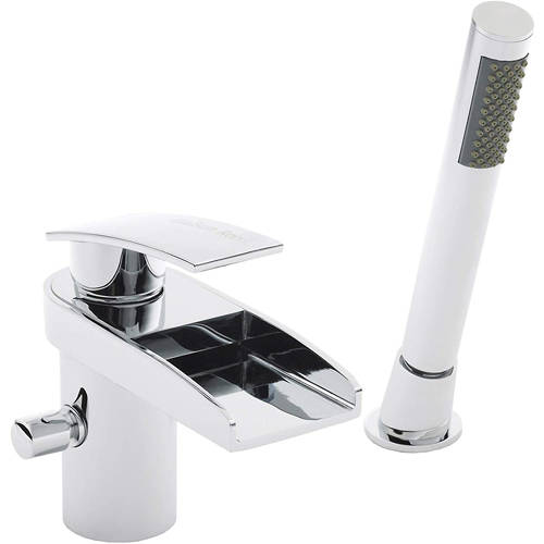 Larger image of Hudson Reed Rhyme 2 Hole Waterfall Bath Shower Mixer Tap (Free Shower Kit).