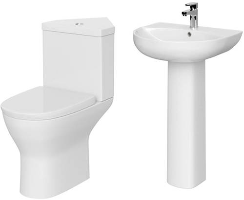 Larger image of Premier Saffron Corner Suite With Pan, Cistern, Basin & Full Pedestal.