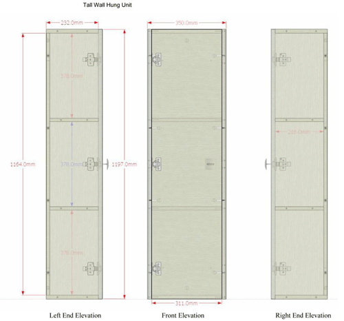 Technical image of HR Sarenna Bathroom Furniture Pack 4 (Cashmere).