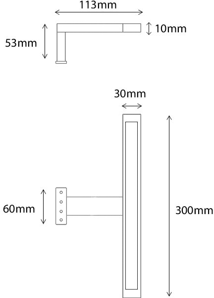 Technical image of Hudson Reed Lighting Over Cabinet COB T-Bar LED Light Only (Warm White).