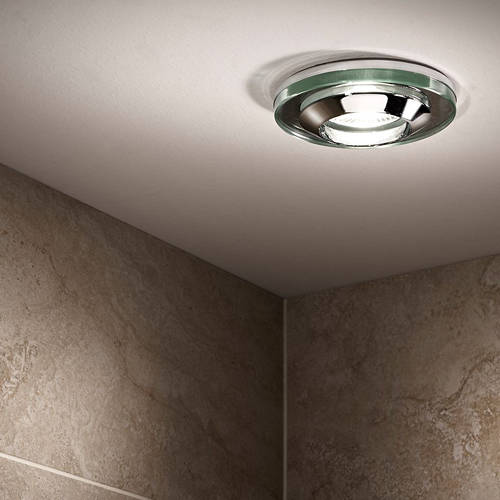 Example image of Hudson Reed Lighting 2 x Round Shower Light Fitting (240v, Glass & Chrome).