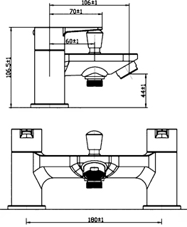 Technical image of Ultra Series 140 Basin & Bath Shower Mixer Tap Set (Free Shower Kit).