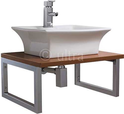 Larger image of Ultra Vanity Sets Vanity Shelf & Rectangular Basin 600mm (Calvados Brown).