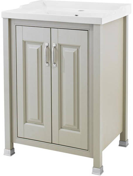 Example image of Old London Furniture 600mm Vanity & 600mm WC Unit Pack (Stone Grey).