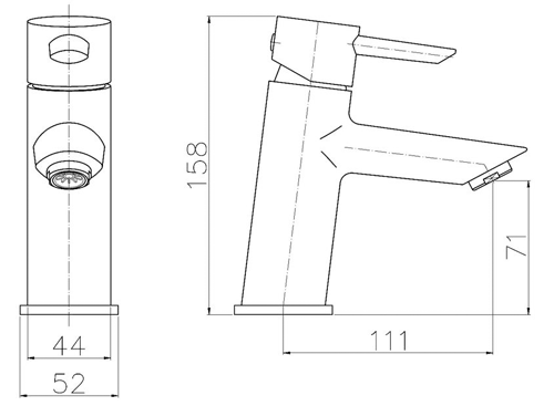 Technical image of Ultra Firth Mono Basin Mixer Tap (Chrome).