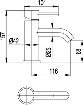 Technical image of Ultra Verity Mono Basin Mixer Tap (Chrome).