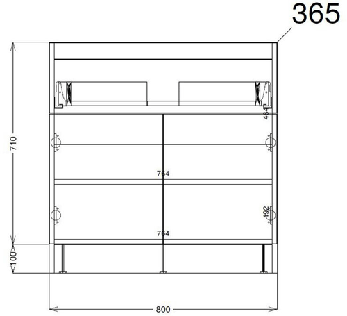 Technical image of HR Urban 800mm Vanity With 600mm WC Unit & Basin 2 (Cashmere).