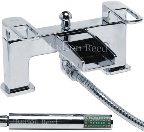 Example image of Hudson Reed Verse Waterfall Basin & Bath Shower Mixer Tap Set.