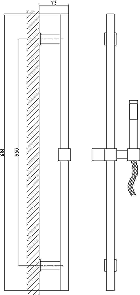 Technical image of Ultra Vibe Vibe Thermostatic Shower Valve & Water Saving Shower Kit.