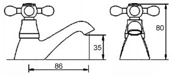 Technical image of Nuie Viscount Basin & Bath Shower Mixer Taps Pack (Large Handset).