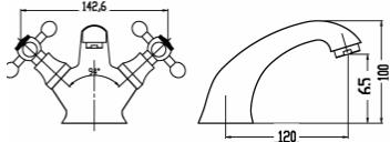 Technical image of Nuie Viscount Basin Mixer & Bath Shower Mixer Taps Pack (Large Handset).