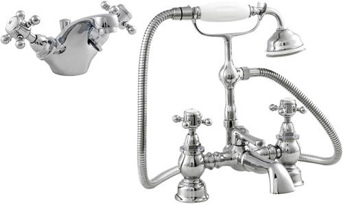 Larger image of Ultra York Mono Basin & Bath Shower Mixer Tap Pack (Chrome).