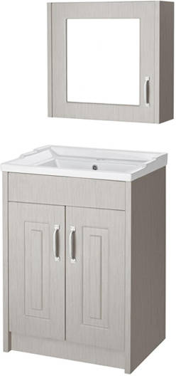 Larger image of Old London York 600mm Vanity Unit & Mirror Cabinet Pack (Grey).