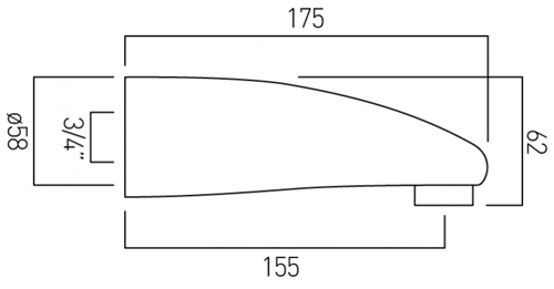 Technical image of Vado Matrix 3/4" Bath Spout (Chrome).