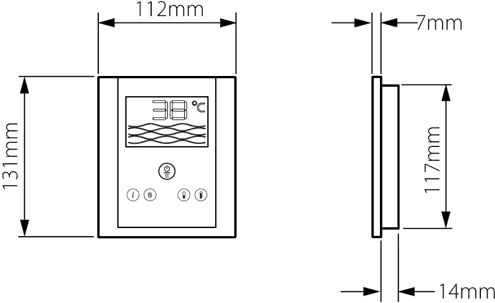 Technical image of Vado Identity Remote Shower Mixer Unit With Digital Control Panel.