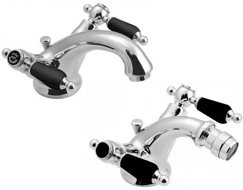 Larger image of Vado Kensington Basin & Bidet Mixer Tap Pack (Chrome & Black).