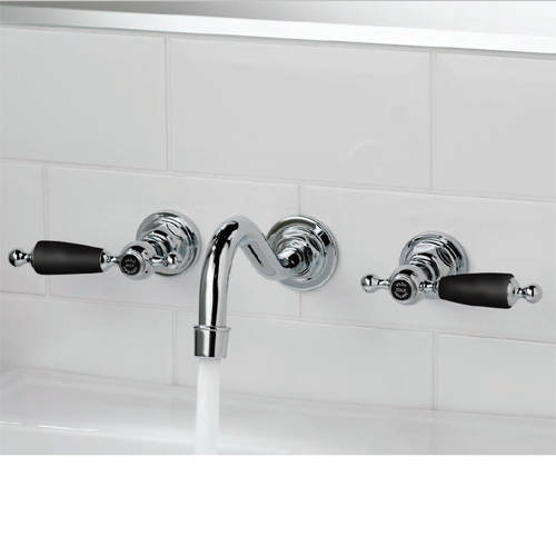 Example image of Vado Kensington Wall Mounted Basin & Bath Filler Tap Pack (Chrome & Black).