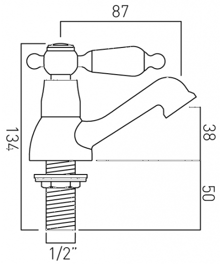 Technical image of Vado Kensington Basin & Bath Filler Tap Pack (Chrome & White).