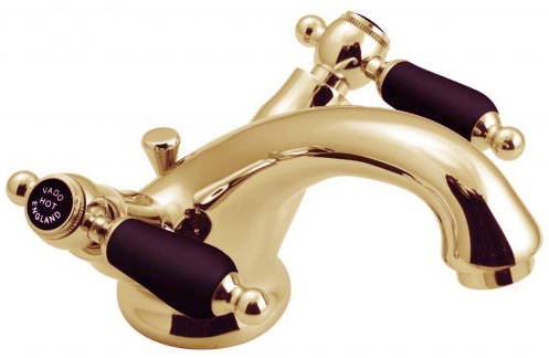 Example image of Vado Kensington Basin Mixer & Wall Mounted BSM Tap Pack (Gold & Black).