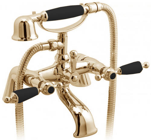 Example image of Vado Kensington Wall Mounted Basin & BSM Tap Pack (Gold & Black).