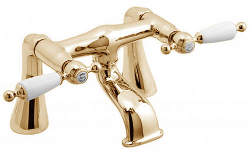 Example image of Vado Kensington Wall Mounted Basin & Bath Filler Tap Pack (Gold & White).