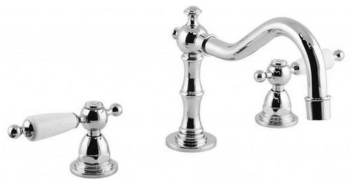 Larger image of Vado Kensington 3 Hole Basin Mixer Tap (Chrome & White).