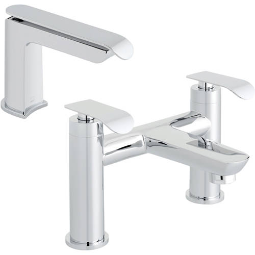 Larger image of Vado Kovera Bath Filler Tap & Basin Mixer Tap Pack (Chrome).