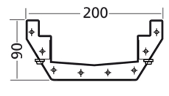 Technical image of VDB Industrial Drains Connect Viton Gasket With Kit 200x90mm.