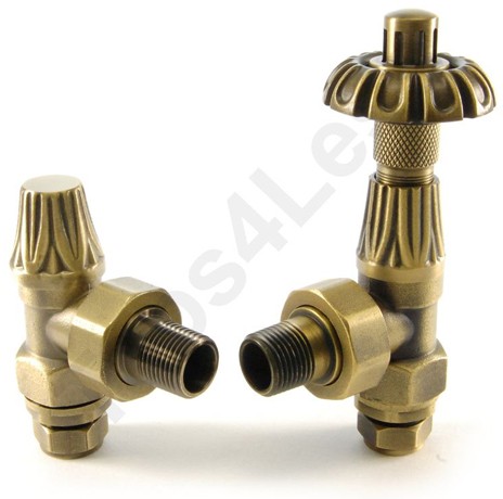 Larger image of Crown Radiator Valves Thermostatic Angled Radiator Valves (O Brass).