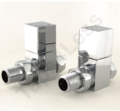 Larger image of Crown Radiator Valves Cubex Straight Radiator Valves (Chrome).