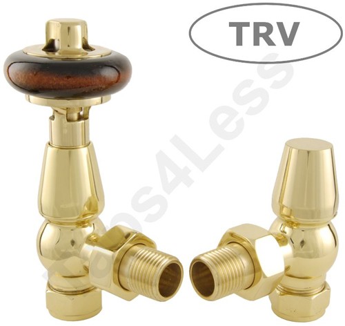 Larger image of Crown Radiator Valves Thermostatic Angled Radiator Valves (Brass).