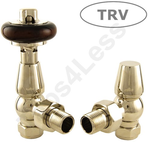 Larger image of Crown Radiator Valves Thermostatic Angled Radiator Valves (Nickel).