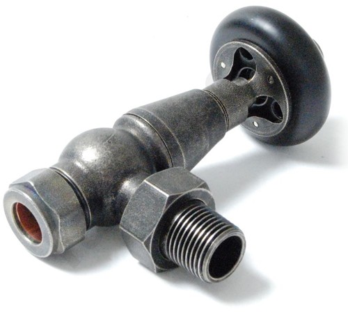 Example image of Crown Radiator Valves Thermostatic Angled Radiator Valves (Pewter).