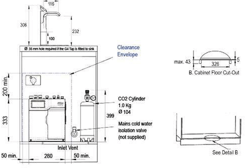 Technical image of Zip G5 Classic Filtered Chilled Water Tap (41 - 60 People, Brushed Chrome).