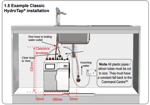 Technical image of Zip G5 Classic Filtered Boiling & Ambient Tap With Font (Bright Chrome).