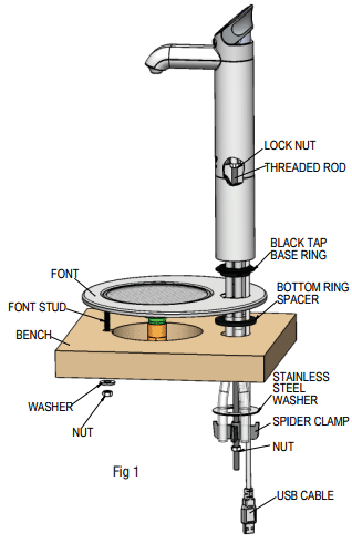 Technical image of Zip G5 Classic Filtered Boiling Tap & Integrated Font (Gloss Black).