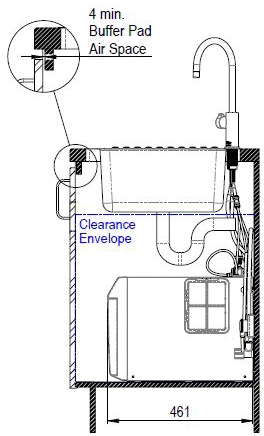 Technical image of Zip Arc Design Filtered Boiling Water Tap & Font (61 - 100 People, Brushed Chrome).